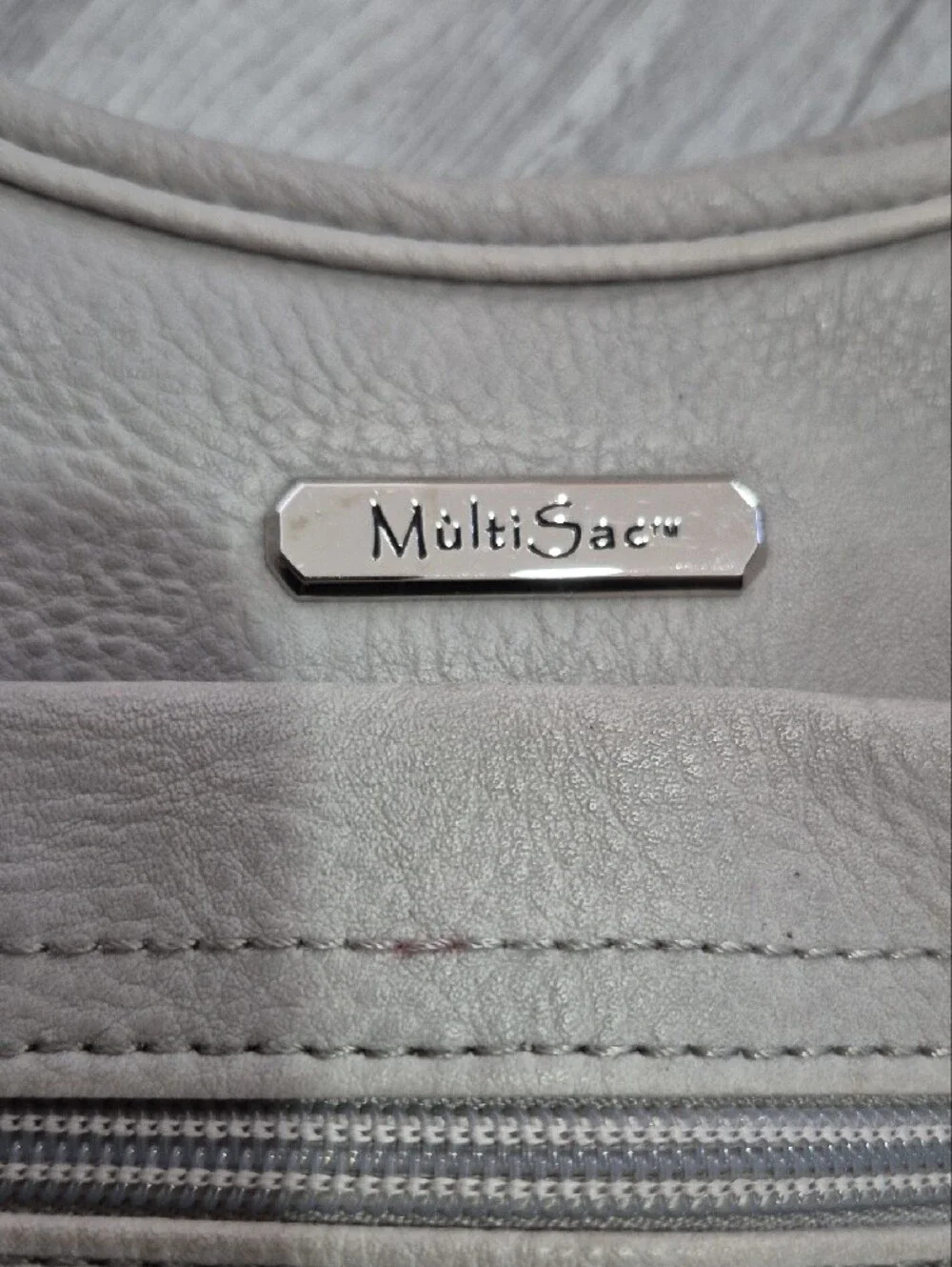 Neutral Gray Shoulder Bag with Front Zip by MultiSac